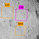 Where Hayabusa2 will attempt to land (in pink) with backup locations.